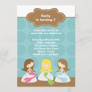 Invitaciones de cumpleaños a las Mermaids dulces