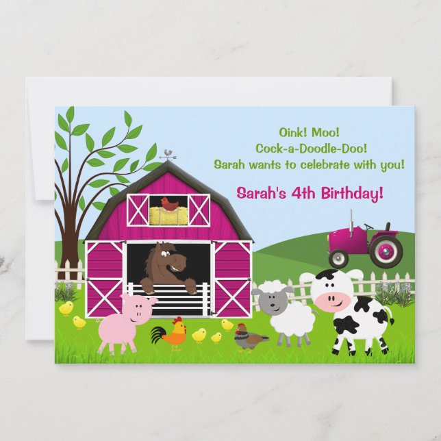 Invitaciones de cumpleaños a los animales de la gr (Anverso)