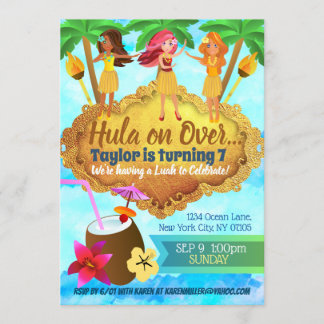 Invitaciones de cumpleaños a los Chicas Hula