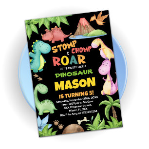 Invitaciones de cumpleaños a los dinosaurios rojos