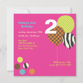 Invitaciones de cumpleaños a los globos cebra de P