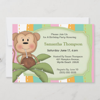 Invitaciones de cumpleaños a los monos Coconut