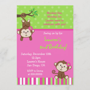 Invitaciones de cumpleaños a los monos del Mod