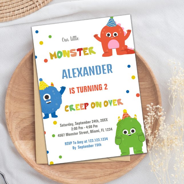 Invitaciones de cumpleaños a los Monstruos (Monster Birthday Invitations Colour Ballons)