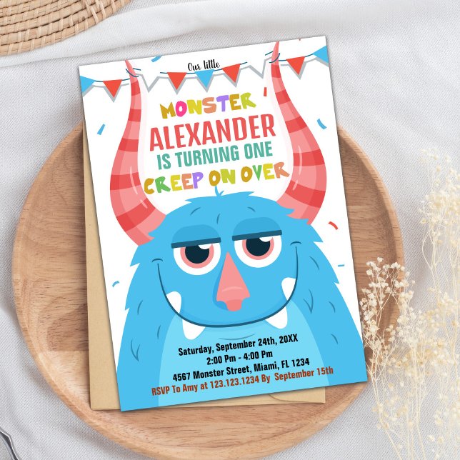 Invitaciones de cumpleaños a los monstruos Azul (Monster Birthday Invitations Blue)