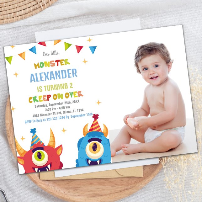 Invitaciones de cumpleaños a los monstruos Marcas  (Monster Birthday Invitations with photo)