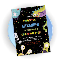 Invitaciones de cumpleaños a los monstruos Negro V