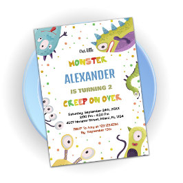 Invitaciones de cumpleaños a los monstruos Verde o