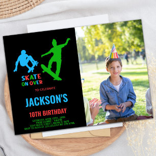 Invitaciones de cumpleaños a los skateboards Green