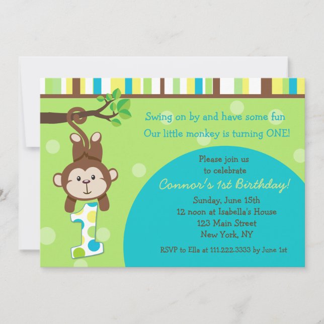 Invitaciones de cumpleaños a Monkey 1er. (Anverso)