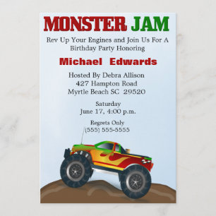 Invitaciones de cumpleaños a Monster Truck