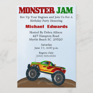 Invitaciones de cumpleaños a Monster Truck