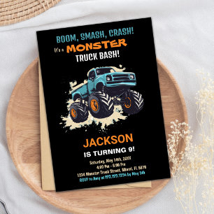 Invitaciones de cumpleaños a Monster Truck Black