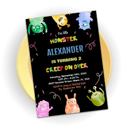 Invitaciones de cumpleaños a Naranja verde negro