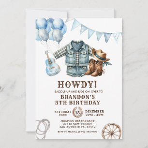 Invitaciones de cumpleaños a niños de rodeo de Cow