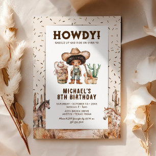 Invitaciones de cumpleaños a niños de rodeo de Cow