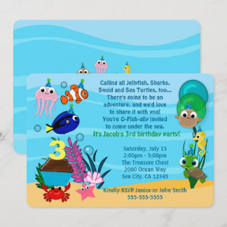 Invitaciones de cumpleaños a Ocean Animals bajo el