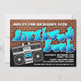 Invitaciones de cumpleaños a Old School Hip Hop