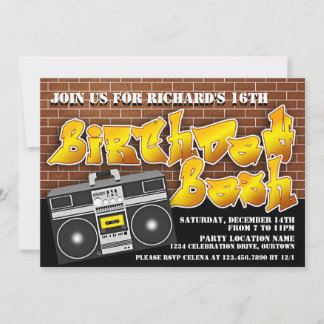 Invitaciones de cumpleaños a Old School Hip Hop