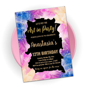 Invitaciones de cumpleaños a Paint Dorado