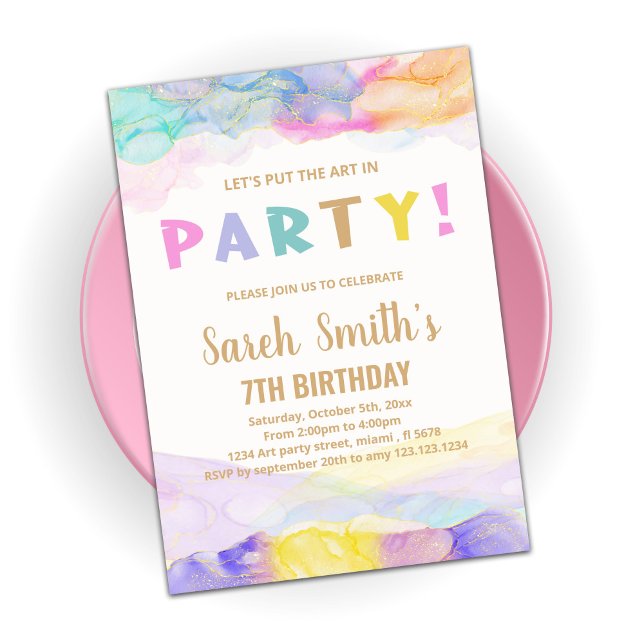 Invitaciones de cumpleaños a Paint Purple Paint Pa (Subido por el creador)