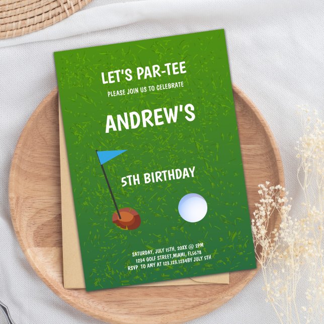 Invitaciones de cumpleaños a Par-Tee Golf (Let's Par-Tee Golf Birthday Invitations)