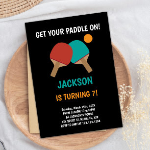 Invitaciones de cumpleaños a Ping pong de fondo ne