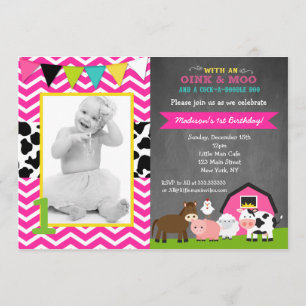 Invitaciones de cumpleaños a Pink Barnyard Farm