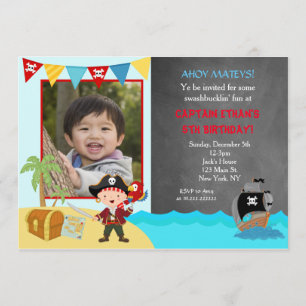 Invitaciones de cumpleaños a Pirate Chalkboard