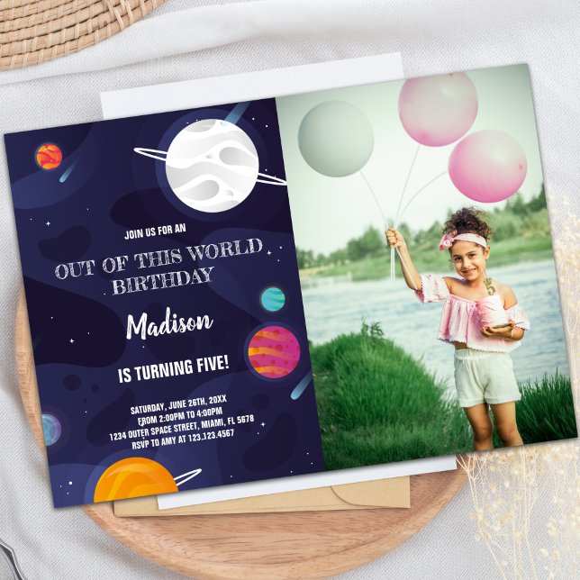 Invitaciones de cumpleaños a planetas con foto (Planets Birthday Invitations with photo)