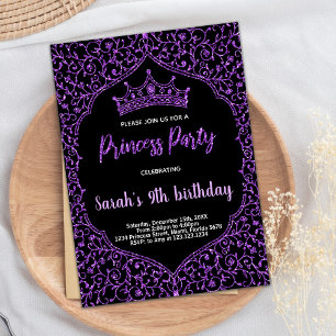 Invitaciones de cumpleaños a Princesa Blanca Purpu