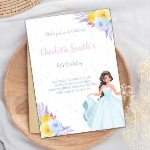 Invitaciones de cumpleaños a princesa floral morad