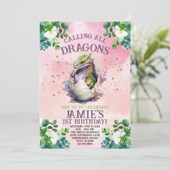 Invitaciones de cumpleaños a Purple Dragon (Anverso de pie)