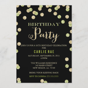 Invitaciones de cumpleaños a Purpurinas Lime Green
