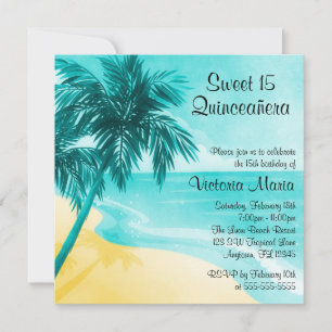 Invitaciones de cumpleaños a Quinceanera en la pla