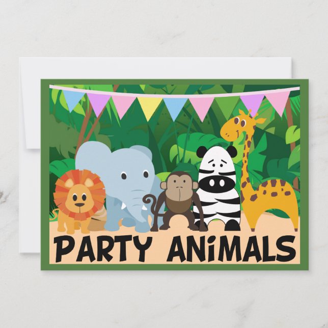 Invitaciones de cumpleaños a Safari de la jungla (Anverso)