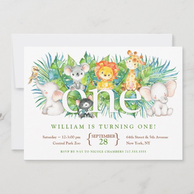 Invitaciones de cumpleaños a Safari Park (Anverso)