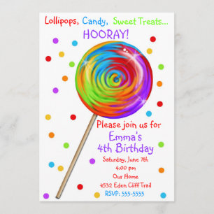 Invitaciones de cumpleaños a Sweetie Pop Lollipop
