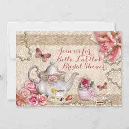 Invitaciones de cumpleaños a Tea Fiesta Shower