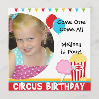 Invitaciones de cumpleaños a un circo fotográfico