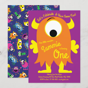 Invitaciones de cumpleaños a un Monstruo Cute