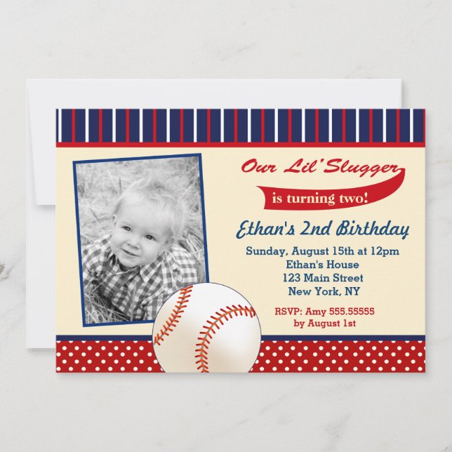 Invitaciones de cumpleaños al béisbol (Anverso)