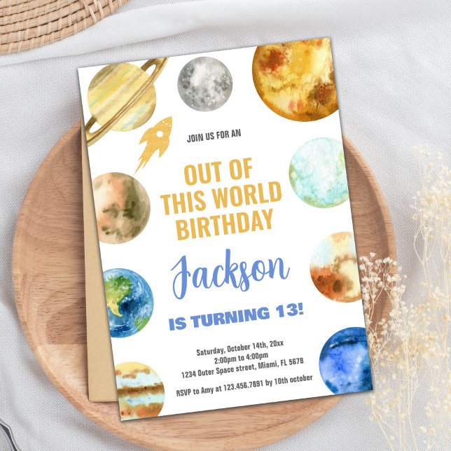 Invitaciones de cumpleaños al espacio ultraterrest (Rocket Outer Space Birthday Invitations)