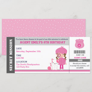 Invitaciones de cumpleaños al espía chica/detectiv