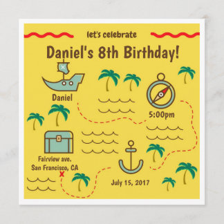 Invitaciones de cumpleaños al mapa del tesoro