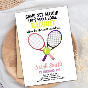 Invitaciones de cumpleaños al Pink Purple Tennis