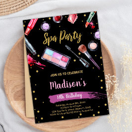 Invitaciones de cumpleaños al spa de Purpurina neg