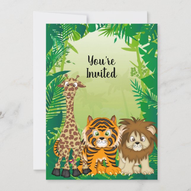 Invitaciones de cumpleaños al tema de la jungla (Anverso)