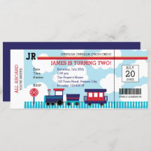 Invitaciones de cumpleaños al tren (azul marino y