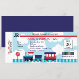 Invitaciones de cumpleaños al tren (azul marino y